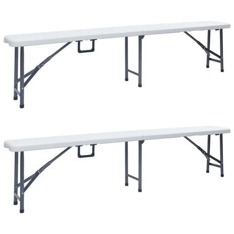 Tuinbanken inklapbaar 2 st 180 cm HDPE wit 1