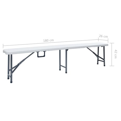 Tuinbanken inklapbaar 2 st 180 cm HDPE wit 8