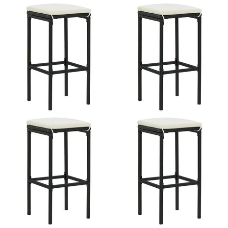 5-delige Tuinbarset met kussens poly rattan zwart 8