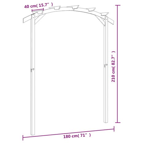 Pergola 180x210x40 cm geïmpregneerd grenenhout 6