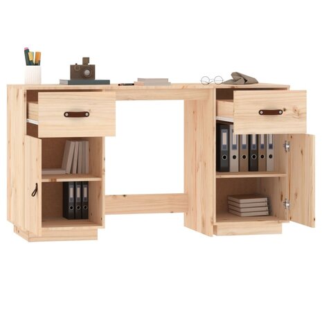 Bureau met kastjes 135x50x75 cm massief grenenhout 5