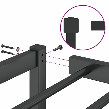 Bedframe metaal zwart 75 x 190 cm 8