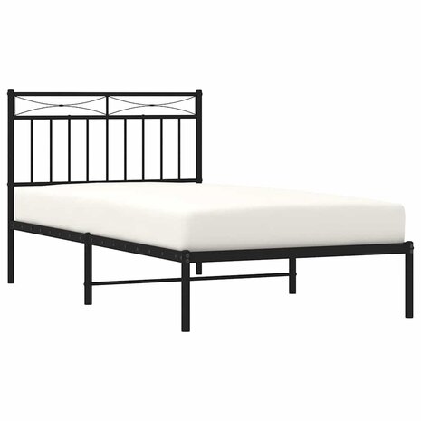 Bedframe met hoofdbord metaal zwart 100x190 cm 4