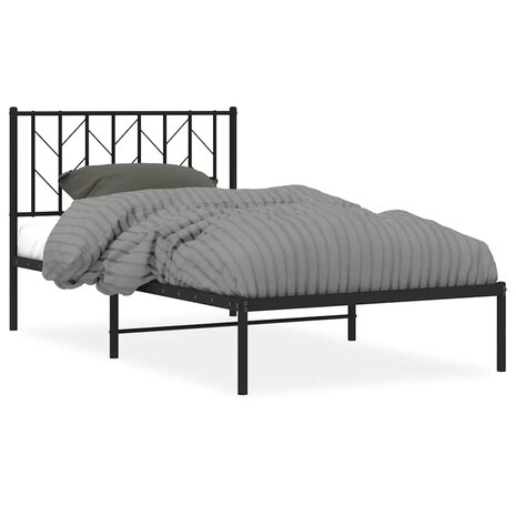 Bedframe met hoofdbord metaal zwart 100x200 cm 2