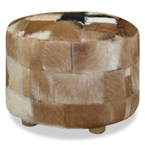 Poef rond 50x50x45 cm echt leer  4