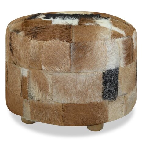 Poef rond 50x50x45 cm echt leer  5