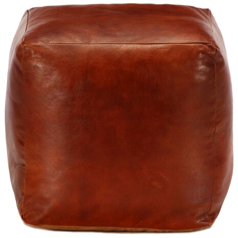 Poef 40x40x40 cm echt geitenleer tan 2