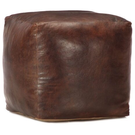 Poef 40x40x40 cm echt geitenleer donkerbruin 1
