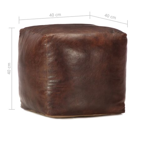 Poef 40x40x40 cm echt geitenleer donkerbruin 4