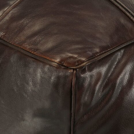 Poef 60x60x30 cm echt geitenleer donkerbruin 3