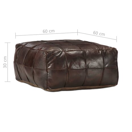 Poef 60x60x30 cm echt geitenleer donkerbruin 4