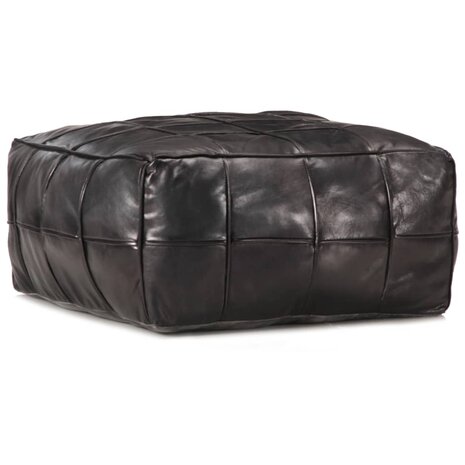 Poef 60x60x30 cm echt geitenleer zwart 1