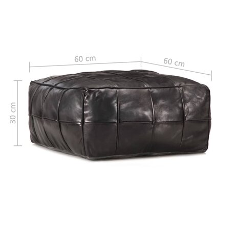 Poef 60x60x30 cm echt geitenleer zwart 4