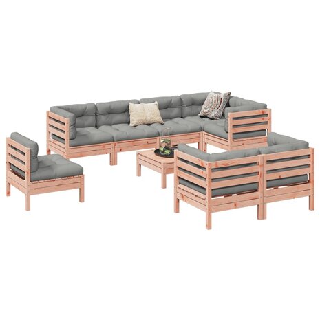 9-delige Loungeset met kussens massief douglas vurenhout 1