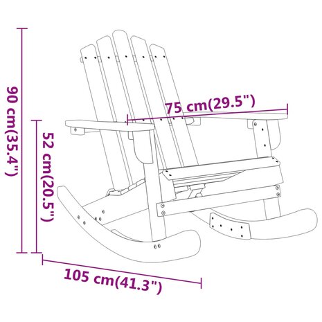 Schommelstoel Adirondack massief acaciahout 7