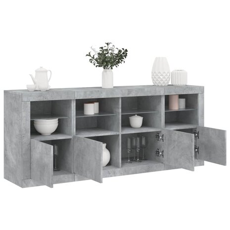 Dressoir met LED-verlichting 163x37x67 cm betongrijs 1