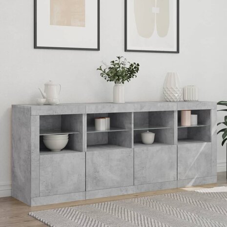 Dressoir met LED-verlichting 163x37x67 cm betongrijs 3