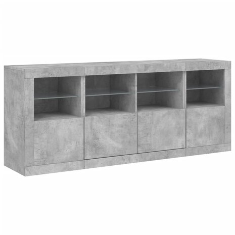 Dressoir met LED-verlichting 163x37x67 cm betongrijs 5