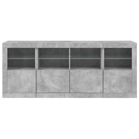 Dressoir met LED-verlichting 163x37x67 cm betongrijs 6