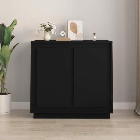 Dressoir 80x34x75 cm bewerkt hout zwart 1