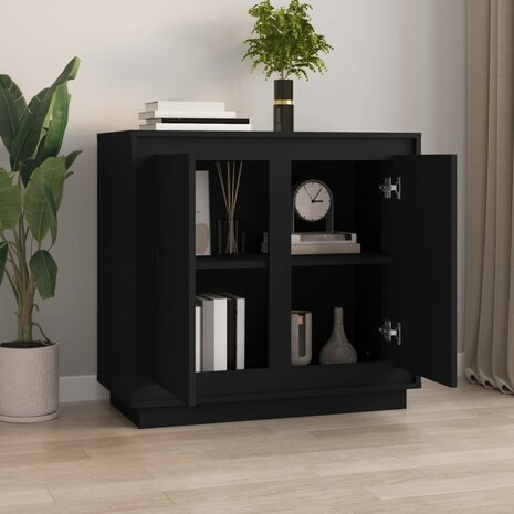 Dressoir 80x34x75 cm bewerkt hout zwart 3