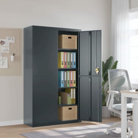 Archiefkast 105x40x180 cm staal antracietkleurig 1