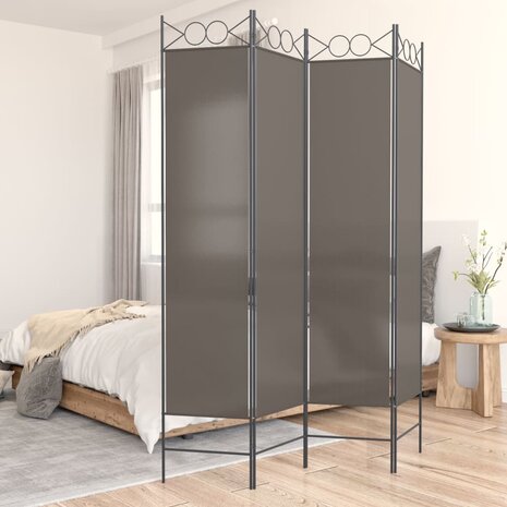 Kamerscherm met 4 panelen 160x200 cm stof antracietkleurig 1