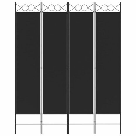 Kamerscherm met 4 panelen 160x200 cm stof zwart 3