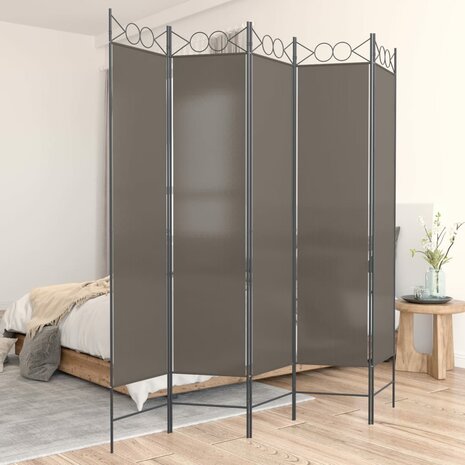 Kamerscherm met 5 panelen 200x200 cm stof antracietkleurig 1