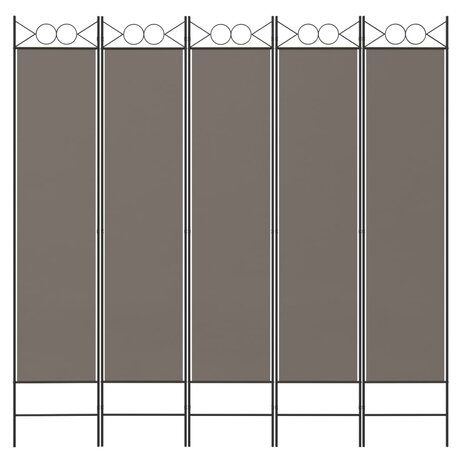 Kamerscherm met 5 panelen 200x200 cm stof antracietkleurig 3