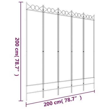 Kamerscherm met 5 panelen 200x200 cm stof antracietkleurig 8