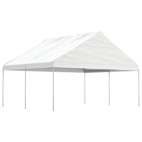 Prieel met dak 4,46x5,88x3,75 m polyetheen wit 1