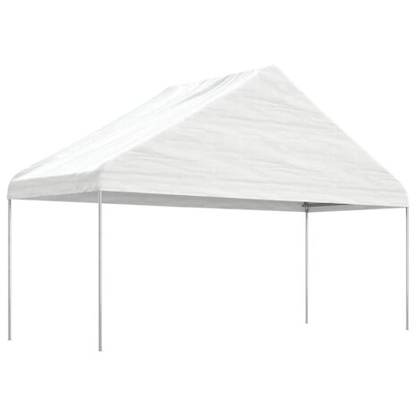 Prieel met dak 4,46x5,88x3,75 m polyetheen wit 2
