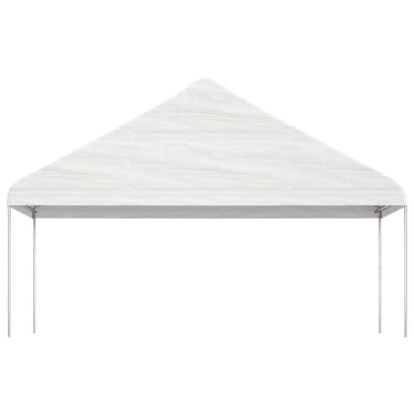 Prieel met dak 4,46x5,88x3,75 m polyetheen wit 3