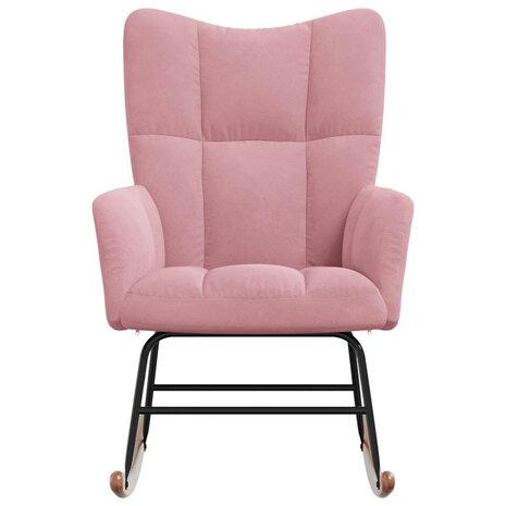 Schommelstoel fluweel roze 3