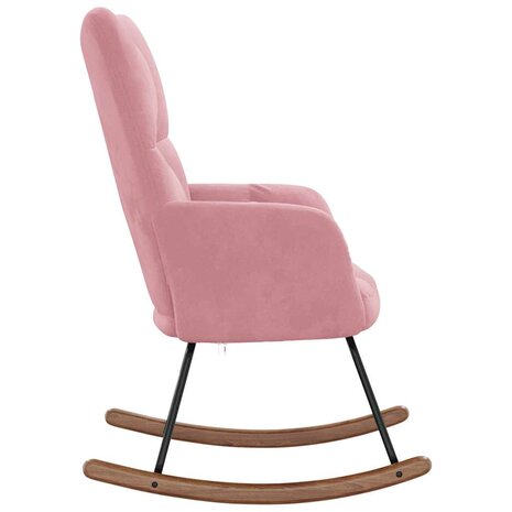 Schommelstoel fluweel roze 4