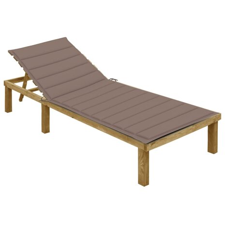Ligbed met taupe kussen geïmpregneerd grenenhout 1