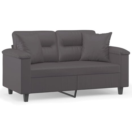 Tweezitsbank met sierkussens 120 cm kunstleer grijs 2