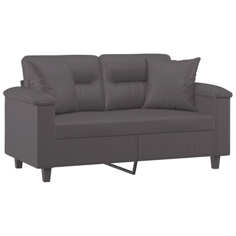 Tweezitsbank met sierkussens 120 cm kunstleer grijs 3