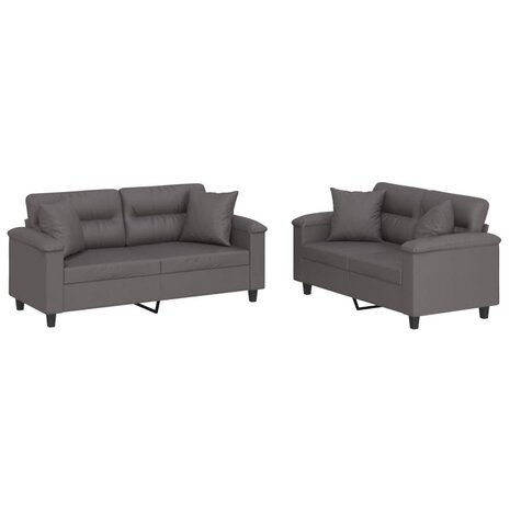 2-delige Loungeset met kussens kunstleer grijs 2