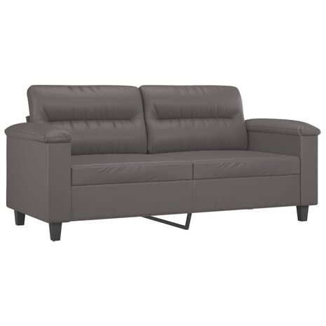 2-delige Loungeset met kussens kunstleer grijs 4