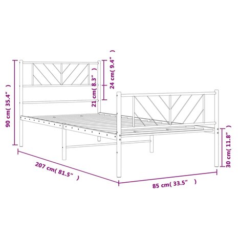 Bedframe met hoofd- en voeteneinde metaal wit 80x200 cm 9
