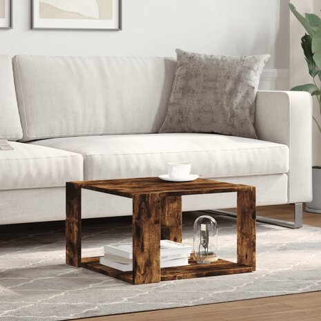 Salontafel 51,5x51,5x30 cm bewerkt hout gerookt eikenkleurig 3