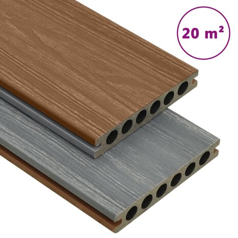 Terrasplanken met accessoires 20 m² 4 m HKC bruin en grijs 1