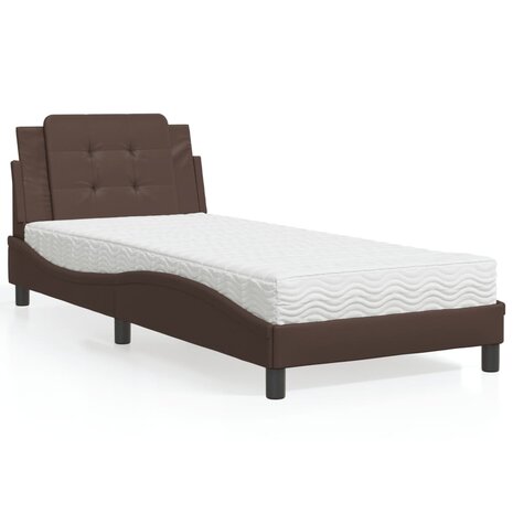 Bed met matras kunstleer bruin 80x200 cm 1