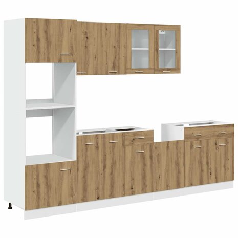 7-delige Keukenkastenset bewerkt hout artisanaal eikenkleurig 2