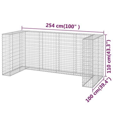 Schanskorf voor containers 254x100x110 cm gegalvaniseerd staal 8