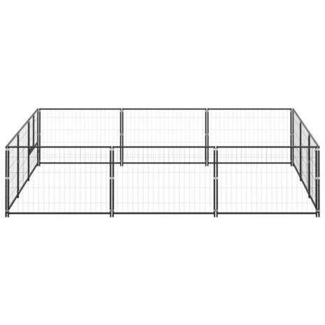 Hondenkennel 9 m² staal zwart 2
