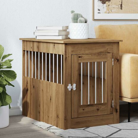 Hondenbench 55x80x68 cm bewerkt hout artisanaal eikenkleurig 3