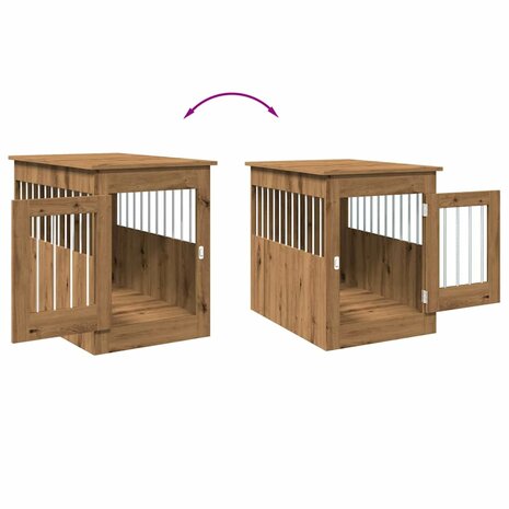 Hondenbench 55x80x68 cm bewerkt hout artisanaal eikenkleurig 8